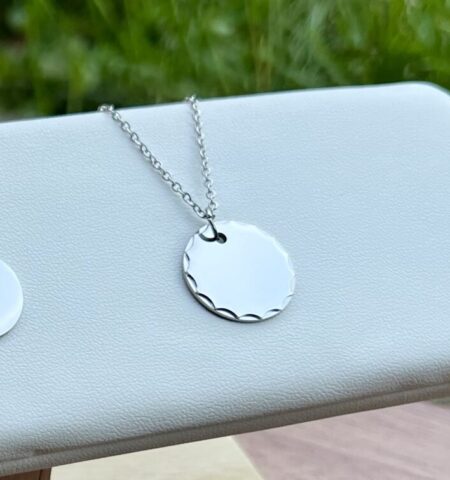 Pendant (19mm) Stainless Steel and (25mm) Gold- Scalloped Edge - Image 4
