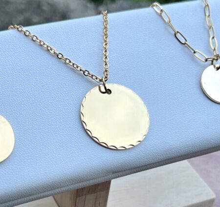 Pendant (19mm) Stainless Steel and (25mm) Gold- Scalloped Edge - Image 3