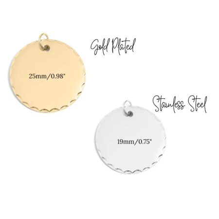 Pendant (19mm) Stainless Steel and (25mm) Gold- Scalloped Edge - Image 2
